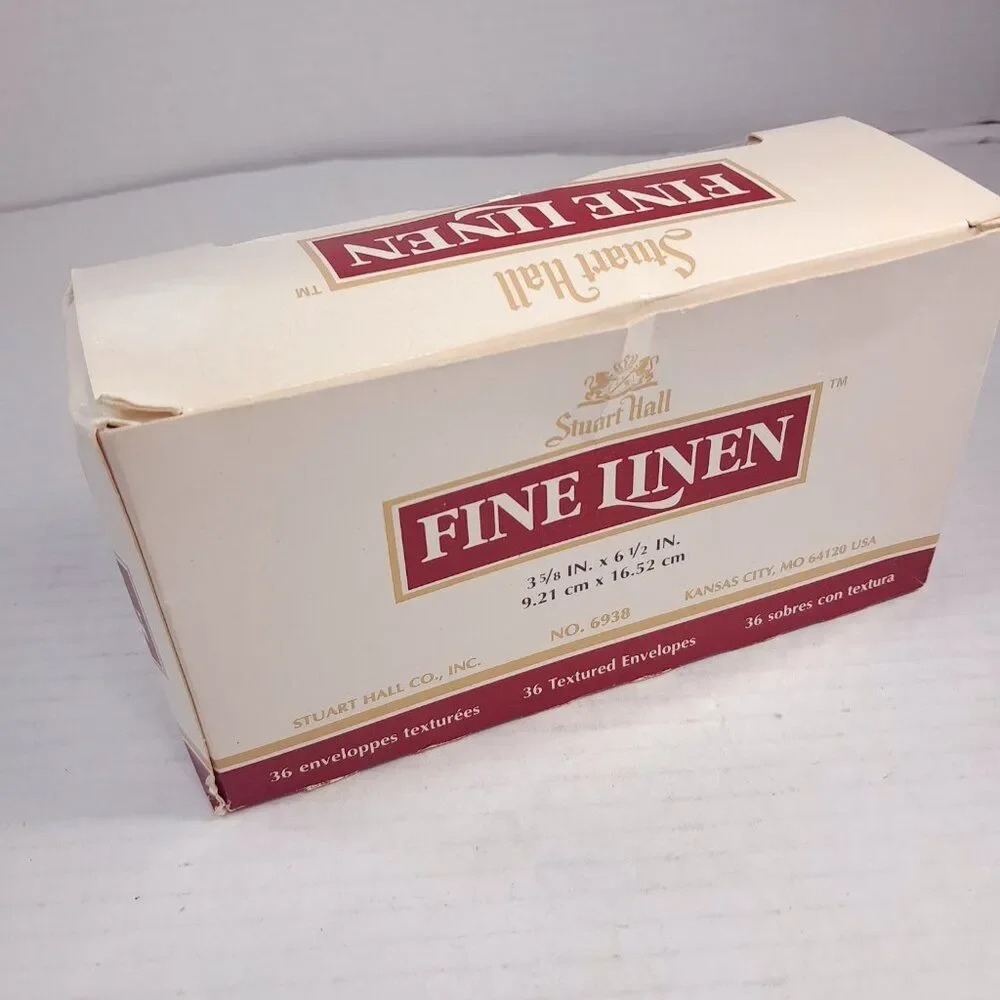 Vintage Stuart Hall Fine Linen Textured Envelopes‎ #6938 made USA box 35 cream